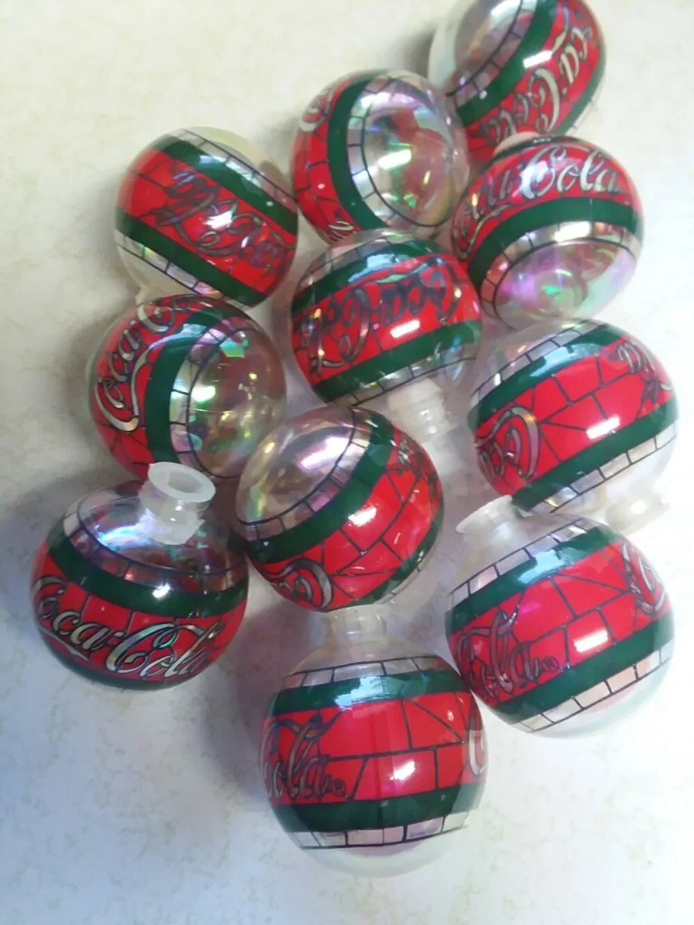 Vnt 1997 Coca-Cola Cavanagh's Stained Glass Christmas Light Covers Lot of 11